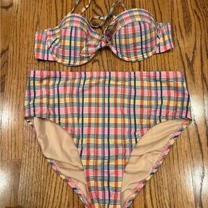 J. Crew Multicolor Plaid Bikini